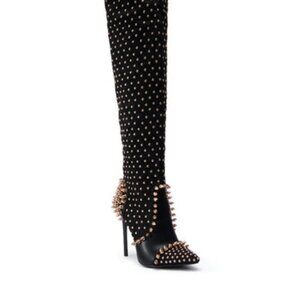 AZALEA WANG " SPITEFUL SPIKES " THIGH HIGH BOOT( BRAND NEW !!!!!!!!!!!!!!!!!